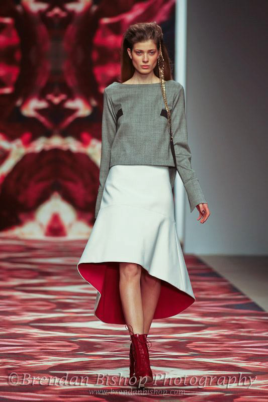 model at London Fashion Week catwalk for Osman