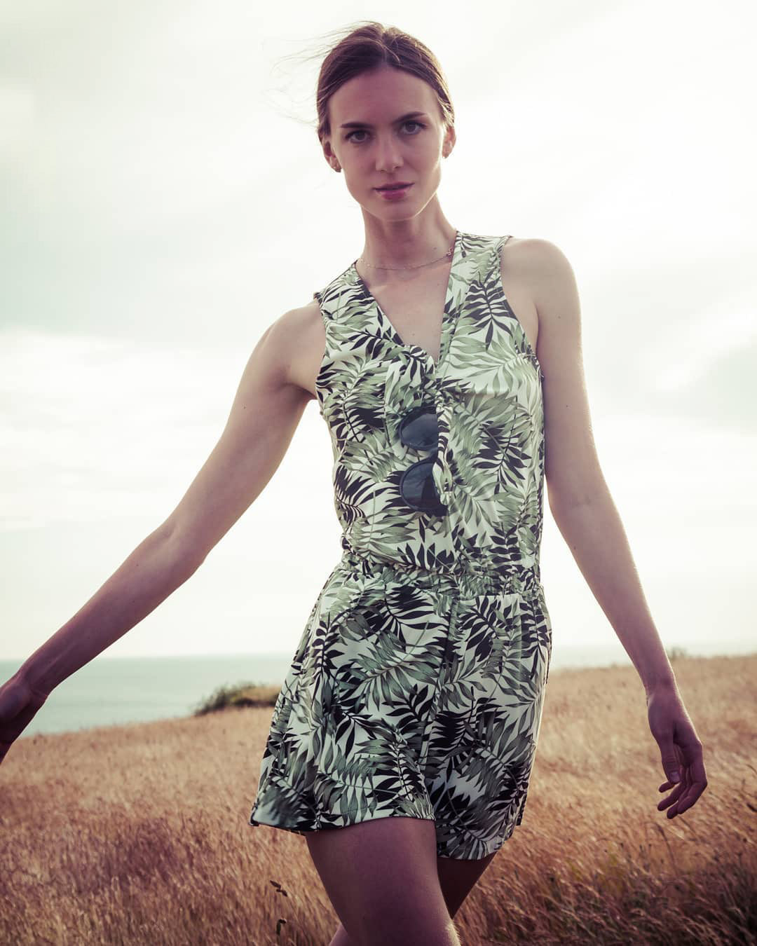 Fashion photography in a field